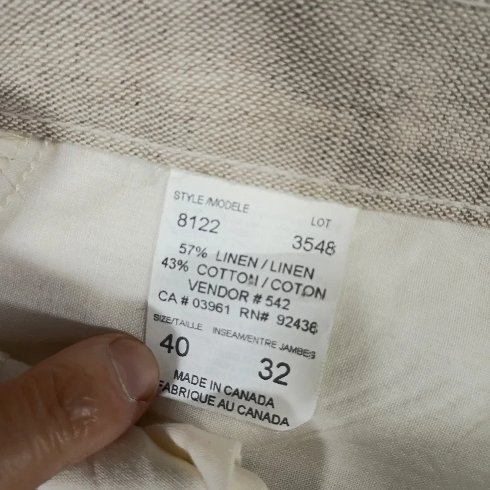 Vintage Denver Hayes Linen Pleated Trousers Pants Mens 40x32 Beige CANADA MADE